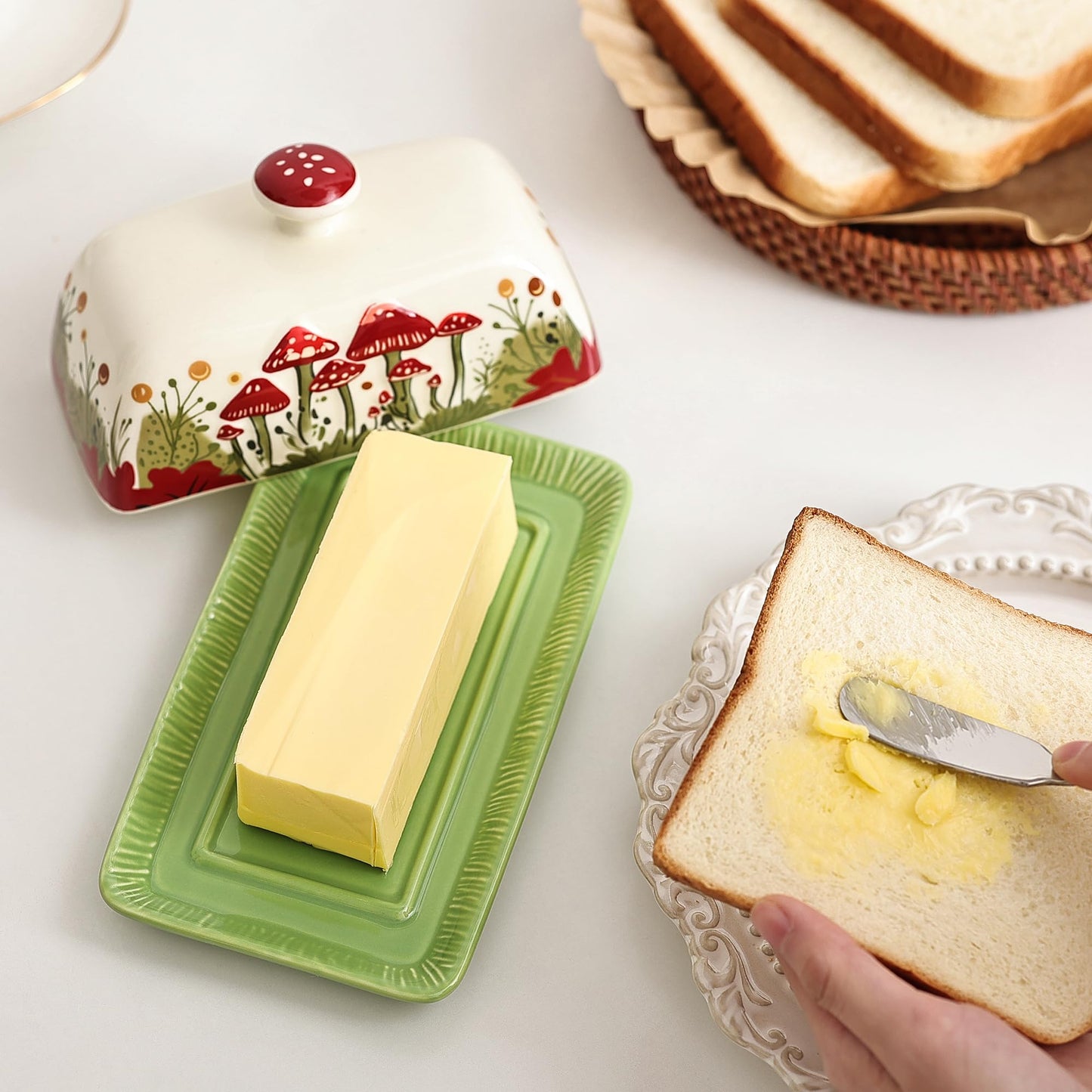 Mushroom Butter Dish With Lid