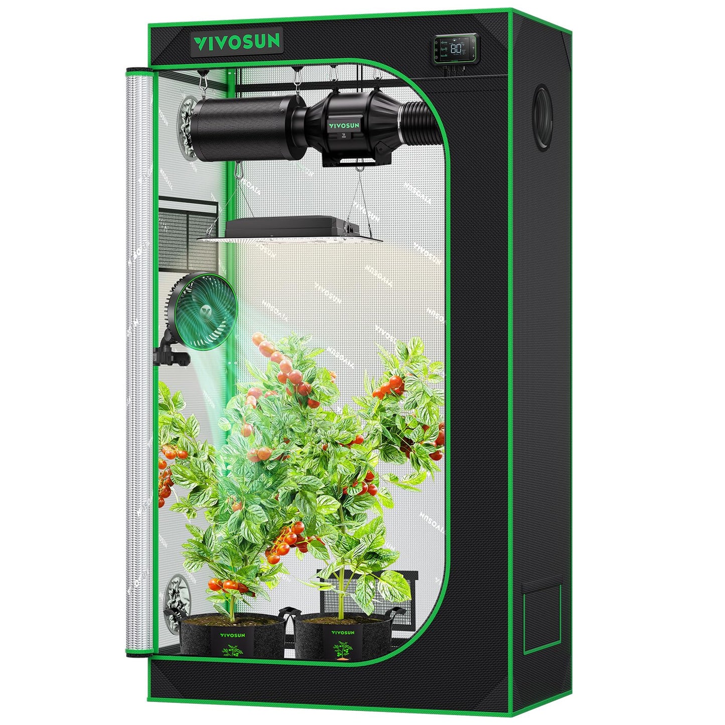 VIVOSUN S558 5x5 Grow Tent, 60"x60"x80" High Reflective Mylar with Observation Window and Floor Tray for Hydroponics Indoor Plant for VSF6450