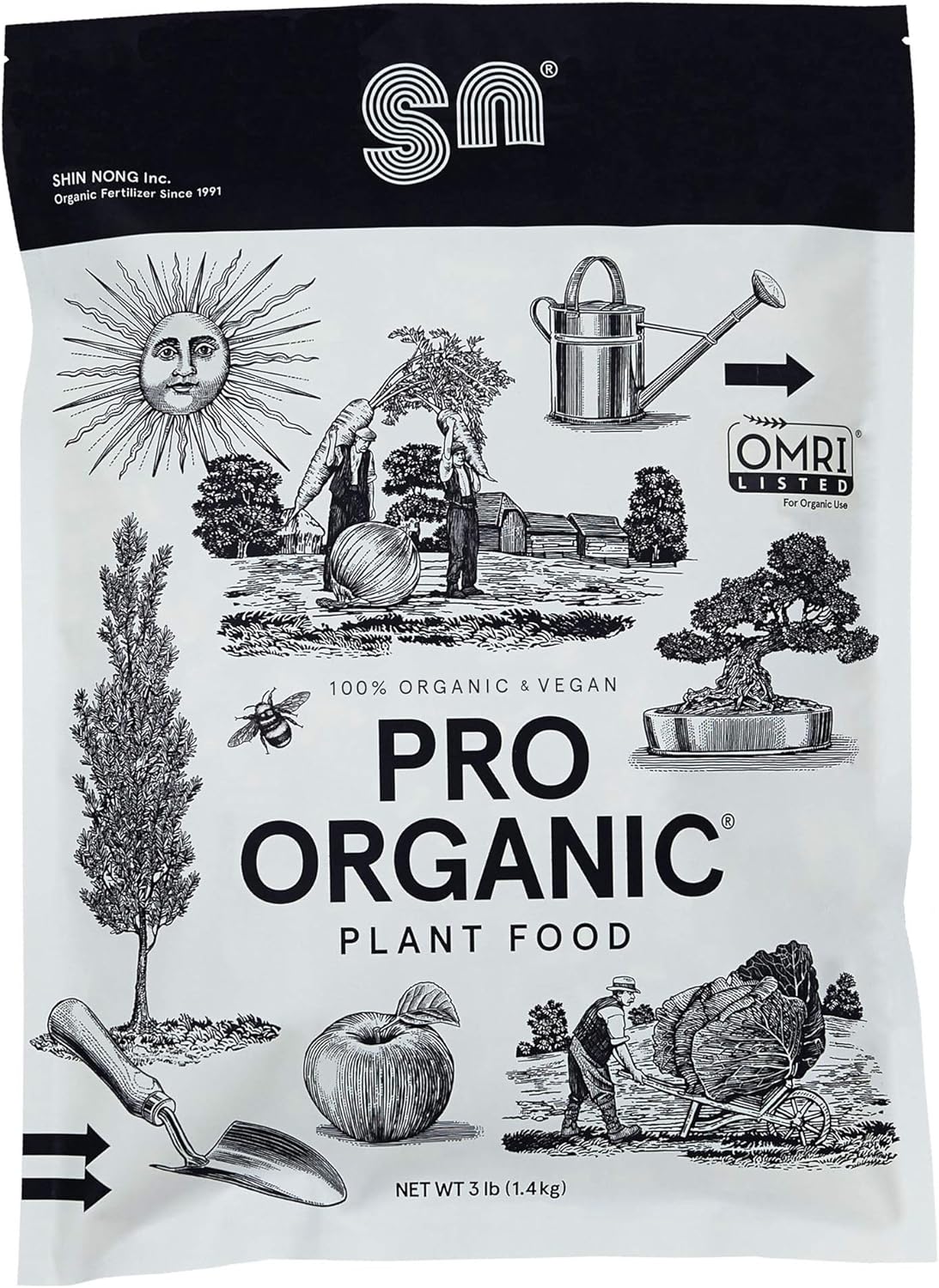 PRO Organic All Purpose Fertilizer by Shin Nong, 100% Organic, OMRI Listed, 3lb