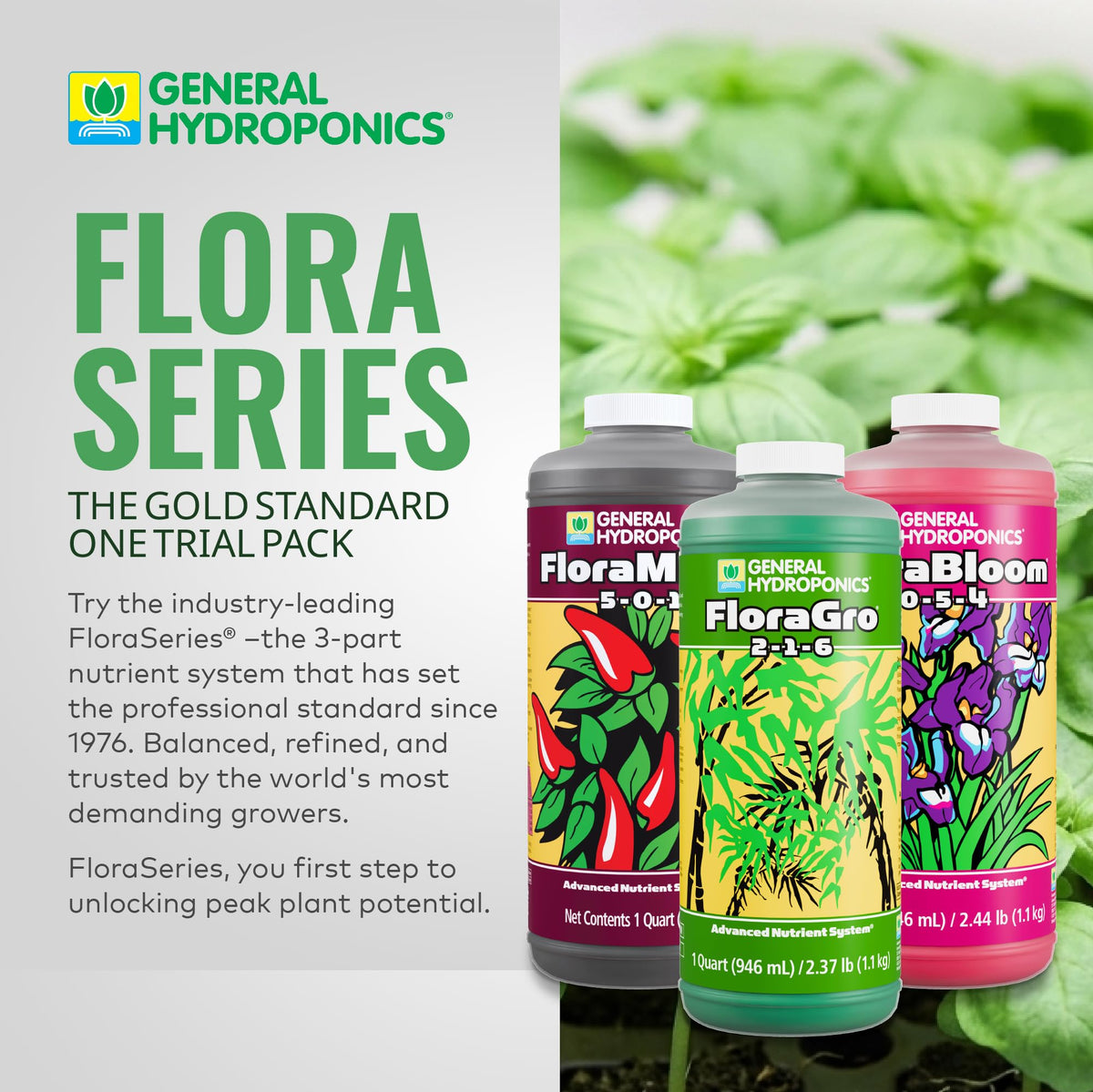 General Hydroponics FloraSeries Nutrients and Trial Packs