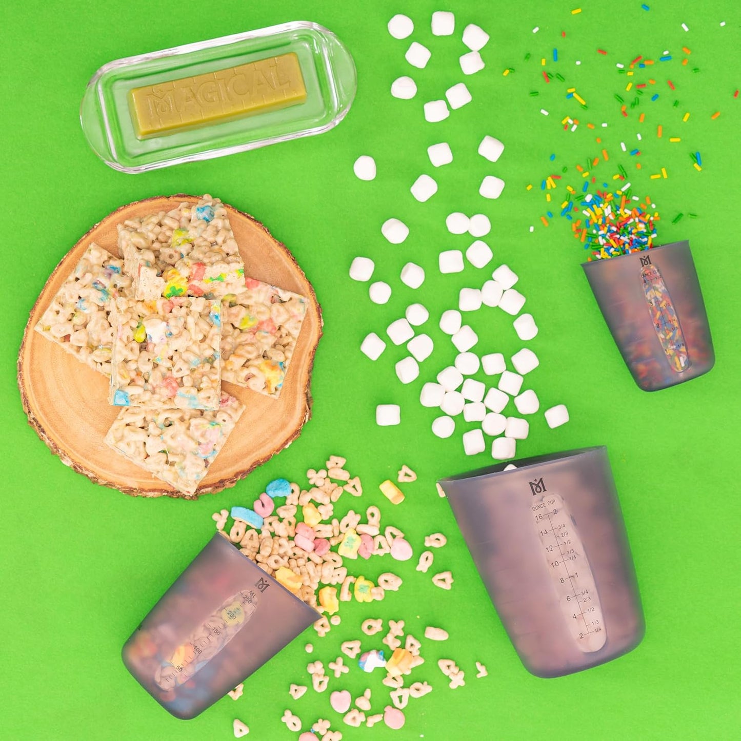 Magical Butter Silicone Measuring Cups – Heat-Resistant Non-Stick Microwave & Dishwasher-Safe with Easy Pour Spout – 3-Piece Set for Chocolate, Gummies, Candy & More