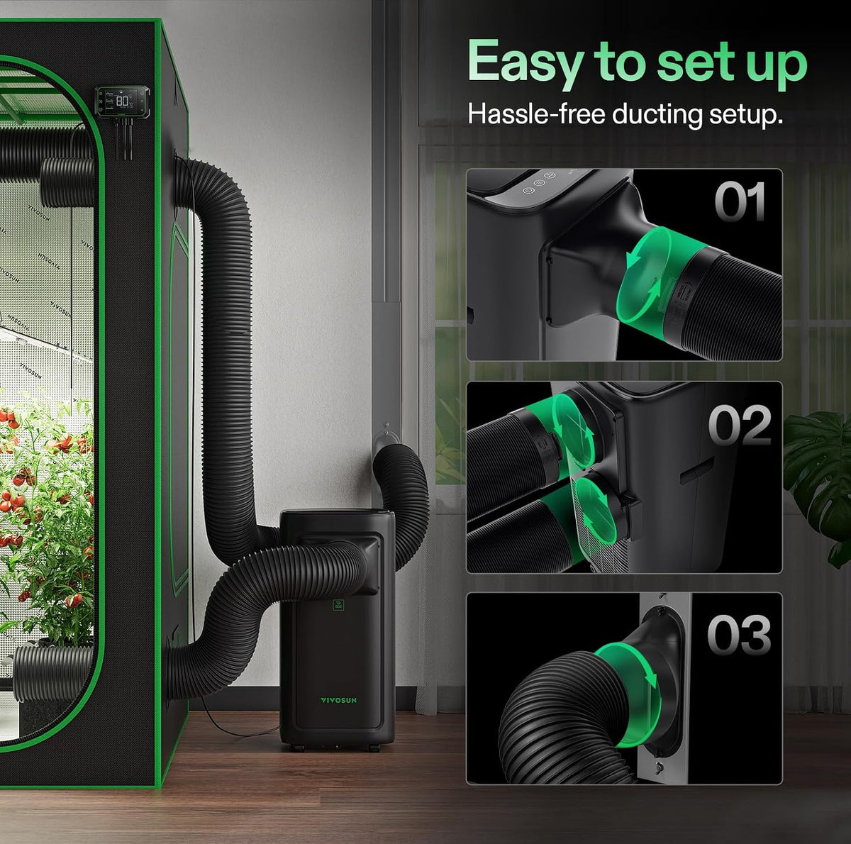 VIVOSUN AeroLush C08 8000BTU Smart Air Conditioner for Grow Tents