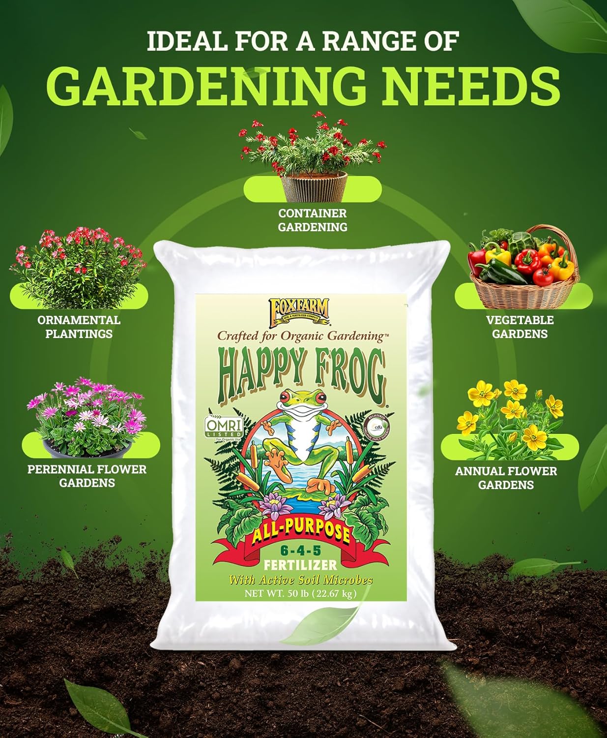 FoxFarm Happy Frog All Purpose Fertilizer 50 lb Bag