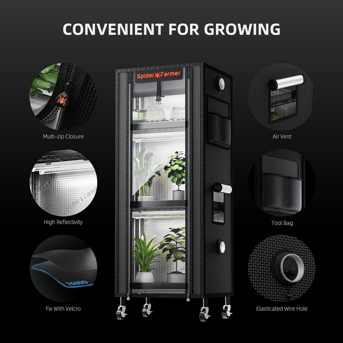 Spider Farmer 4 Tier Plant Stand with Grow Lights Indoor Greenhouse Shelf