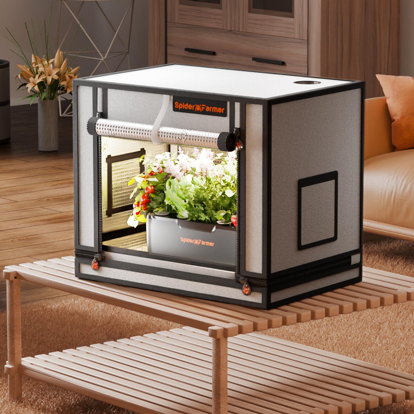 Spider Farmer Pro Series 4.6x2.3x6.6 Grow Tent, 55"x28"x80" with Roll-up Door, Observation Window Floor Tray, 2000D Thicken Mylar Canvas, 4x2 for Hydroponic Indoor Growing for SF2000, SE4500, G4500