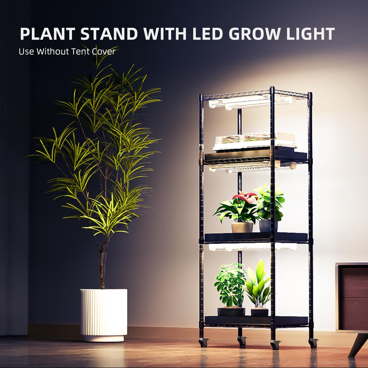 Spider Farmer 4 Tier Plant Stand with Grow Lights Indoor Greenhouse Shelf
