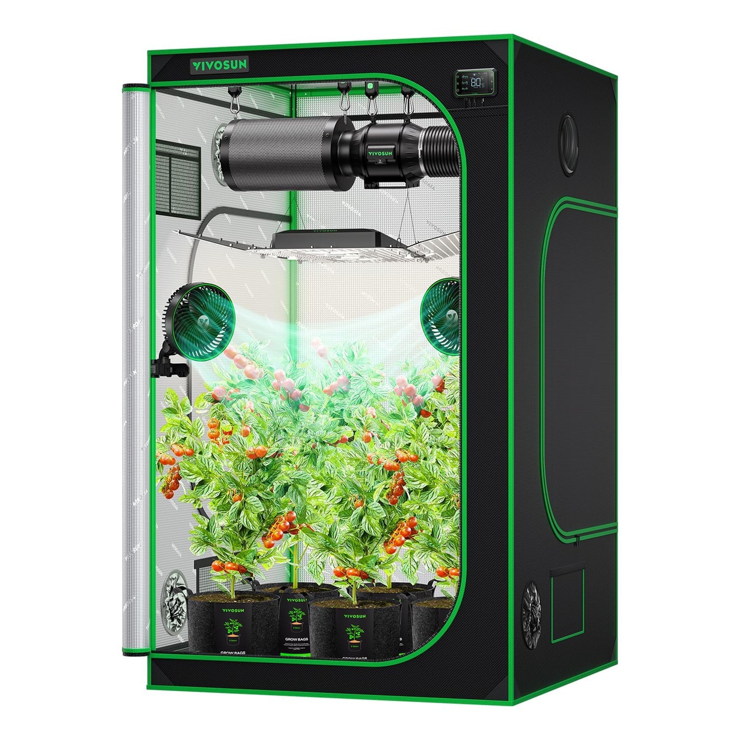 VIVOSUN S558 5x5 Grow Tent, 60"x60"x80" High Reflective Mylar with Observation Window and Floor Tray for Hydroponics Indoor Plant for VSF6450