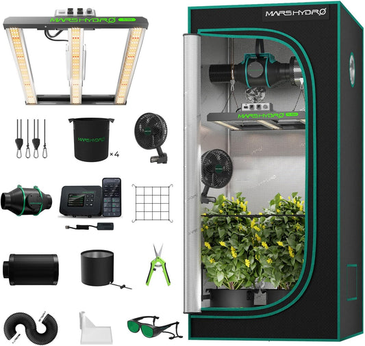 MARS HYDRO 3x3 Smart Grow Tent Kit Complete System with Newly Upgraded Digital Intelligent Temperature and Humidity Controller