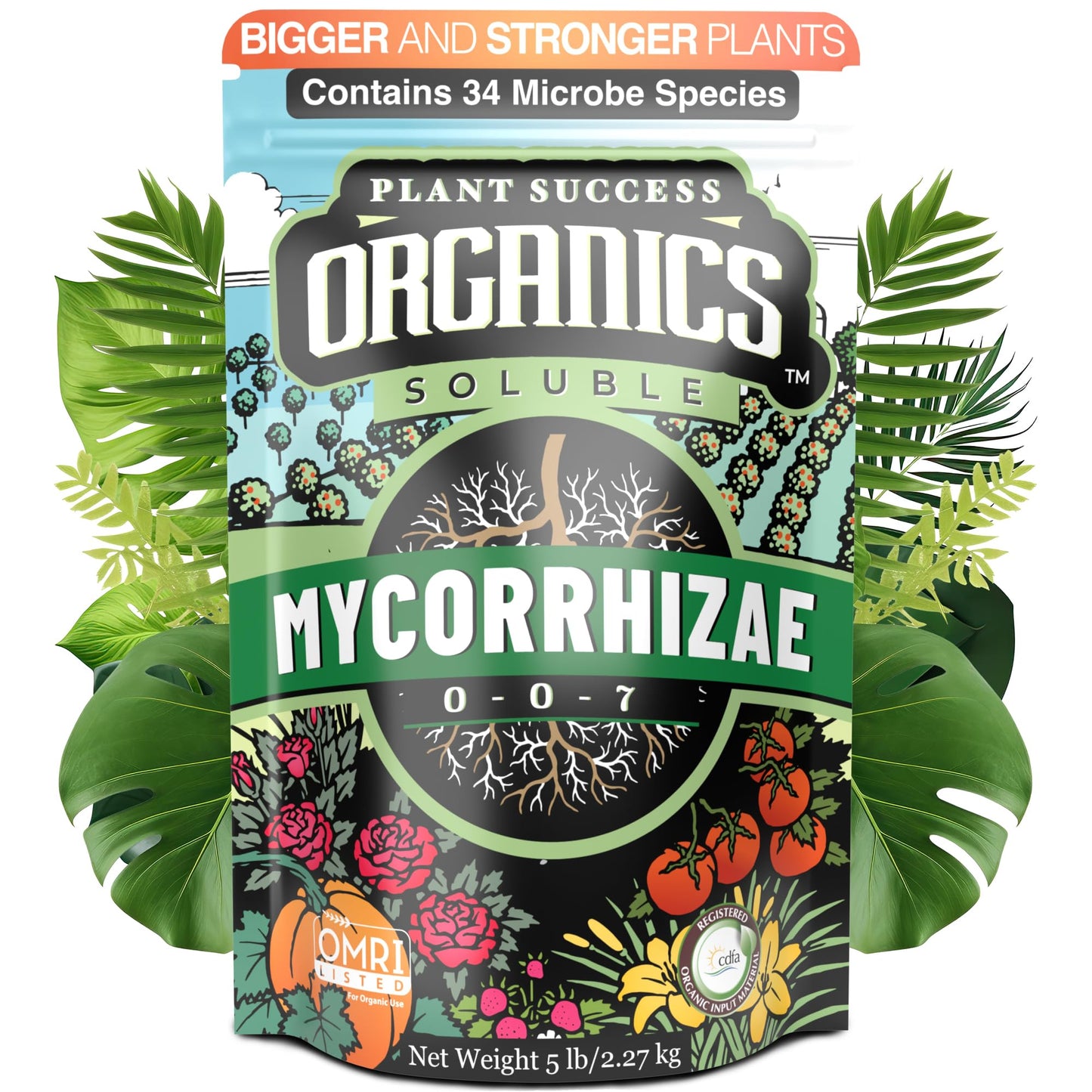 Mycorrhizal Fungi OMRI Organic Root Enhancer for Plant Success, Super Potent 20 Strain ECTO and ENDO Blend for Trees, Vegetables and Houseplants, Beneficial Bacteria Included