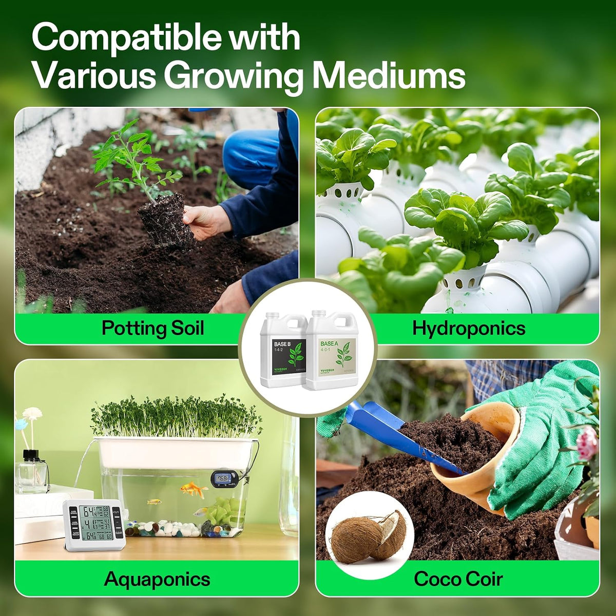 VIVOSUN Base A and B Liquid Nutrients, Size and Pack Options