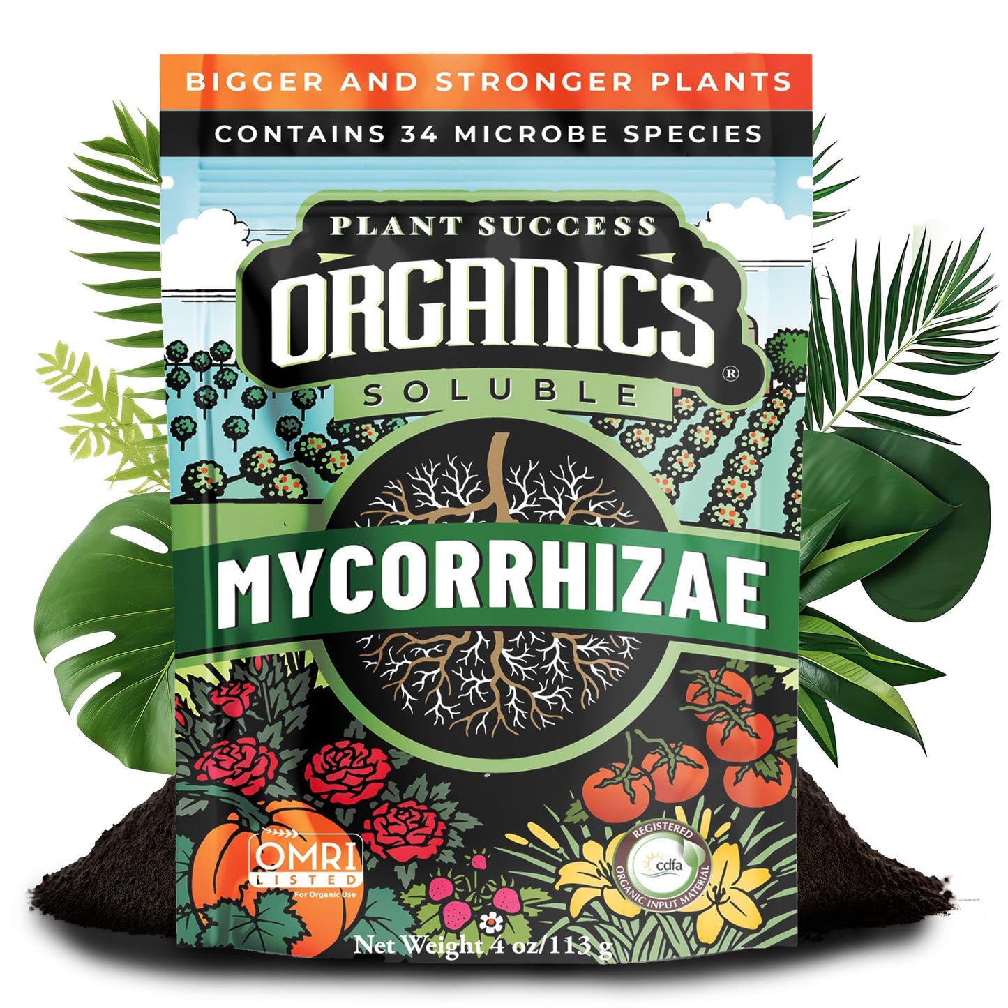 Mycorrhizal Fungi OMRI Organic Root Enhancer for Plant Success, Super Potent 20 Strain ECTO and ENDO Blend for Trees, Vegetables and Houseplants, Beneficial Bacteria Included