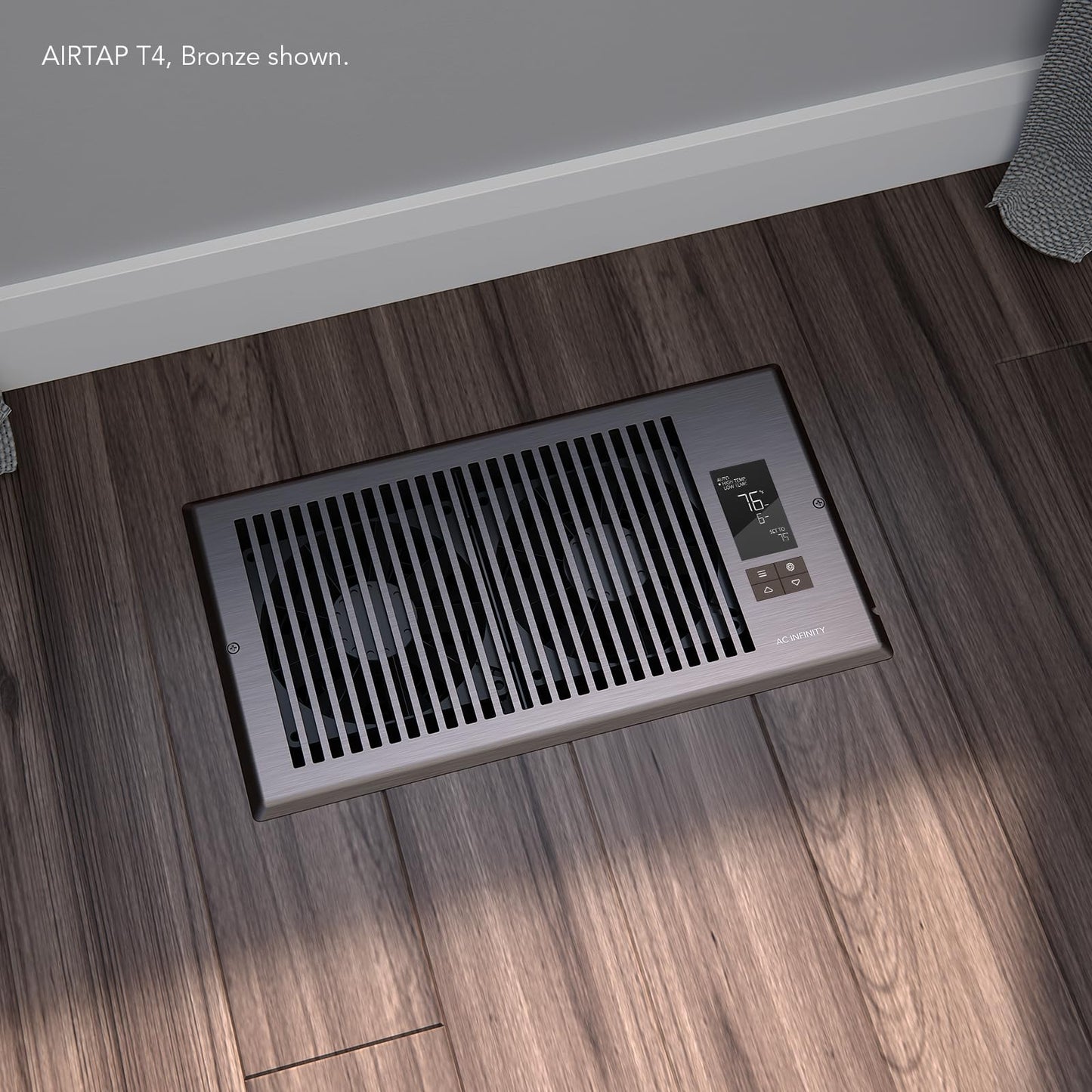AC Infinity AIRTAP T4 White, Register Booster Fan for 4” x 10” Register Holes, Improves Heating & Cooling Vents, Quiet 10-Speeds, Bluetooth App Control Data Alerts. ONLY FITS 4” x 10” Duct Openings