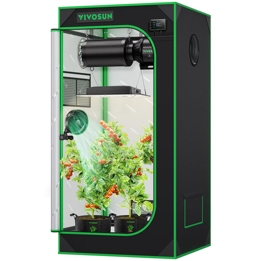 VIVOSUN S448 4x4 Grow Tent, 48"x48"x80" High Reflective Mylar with Observation Window and Floor Tray for Hydroponics Indoor Plant for VS4000/VSF4300
