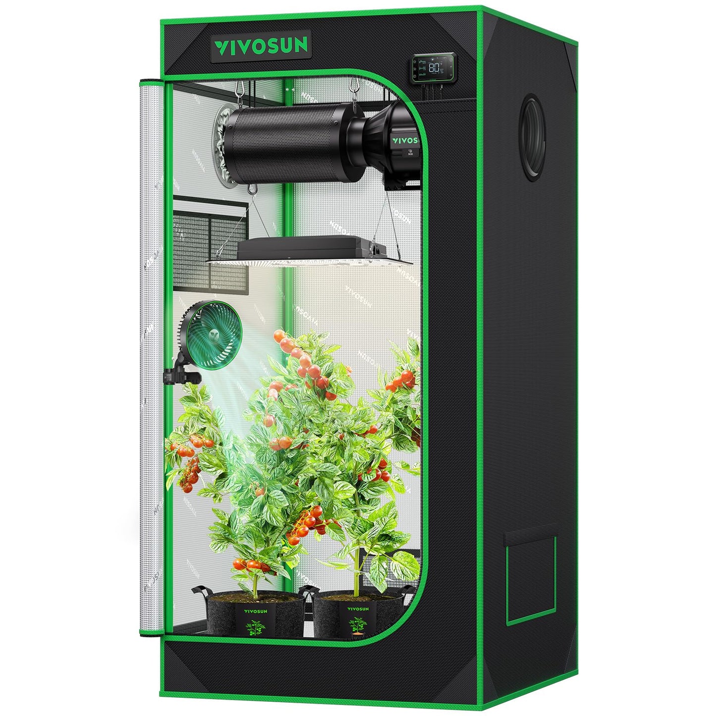 VIVOSUN S558 5x5 Grow Tent, 60"x60"x80" High Reflective Mylar with Observation Window and Floor Tray for Hydroponics Indoor Plant for VSF6450