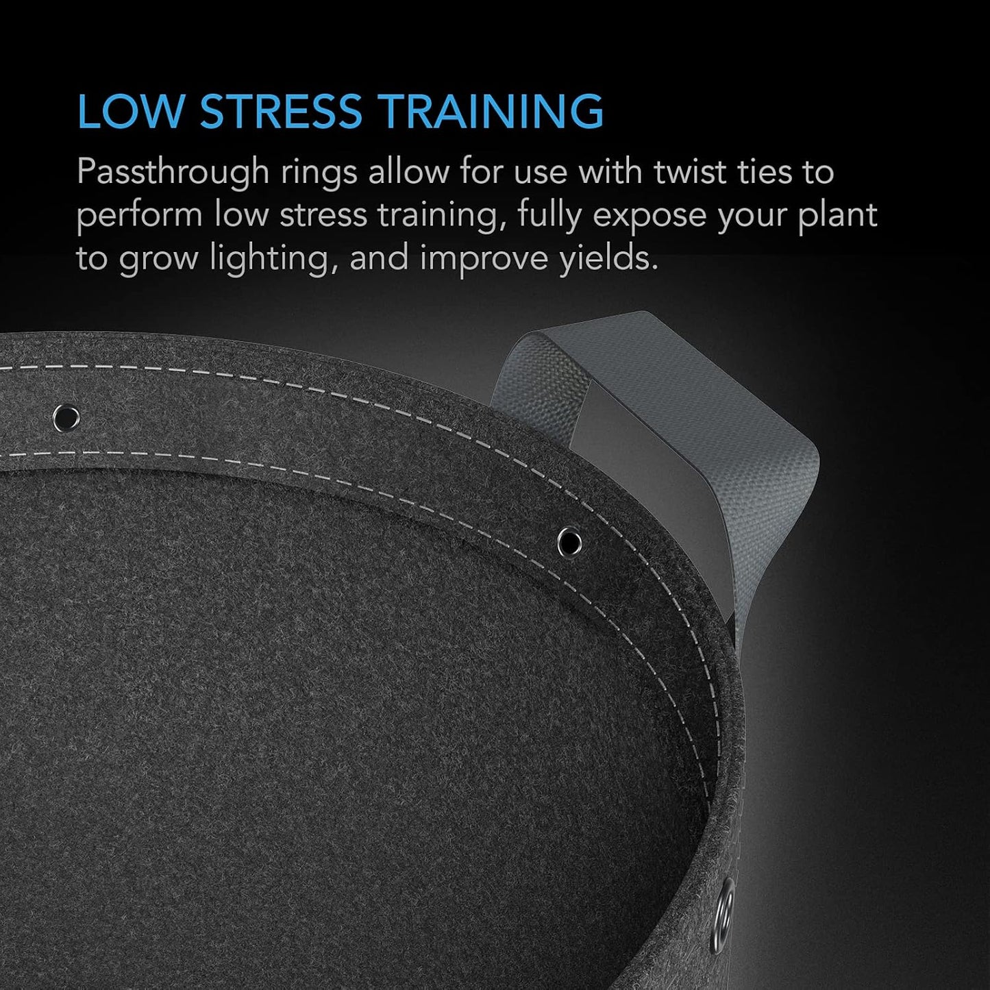 AC Infinity Heavy Duty Fabric Pots, 5 Gallon Aeration Reusable Grow Bags 5-Pack with 500G Thick Nonwoven Fabric and Multi-Purpose Rings, for Low Stress Plant Training Fruits, Vegetables, and Flowers