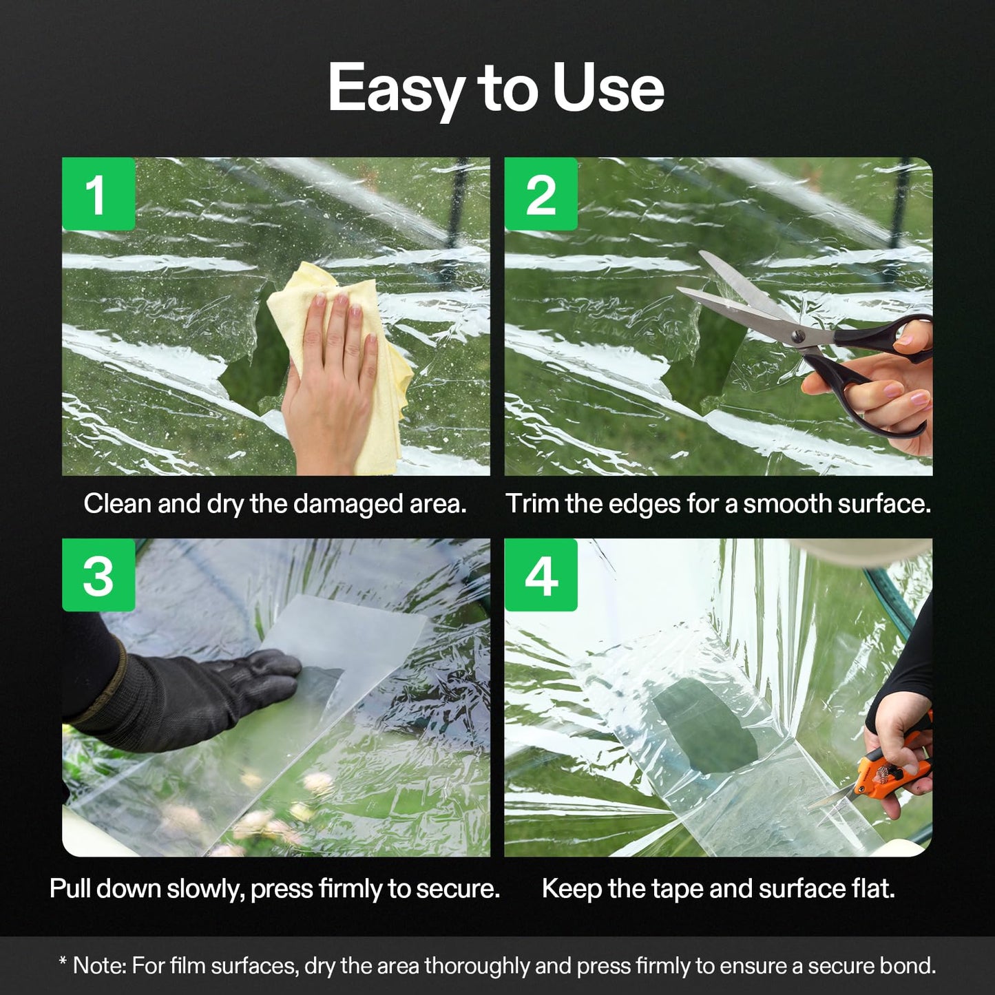 VIVOSUN Greenhouse Repair Tape, 6.3 mil 3" x 108' Weatherproof Clear Poly Patch Tape, Heavy Duty Greenhouse Sheeting Coverings Film Tape for Plastic Sheeting and Tents