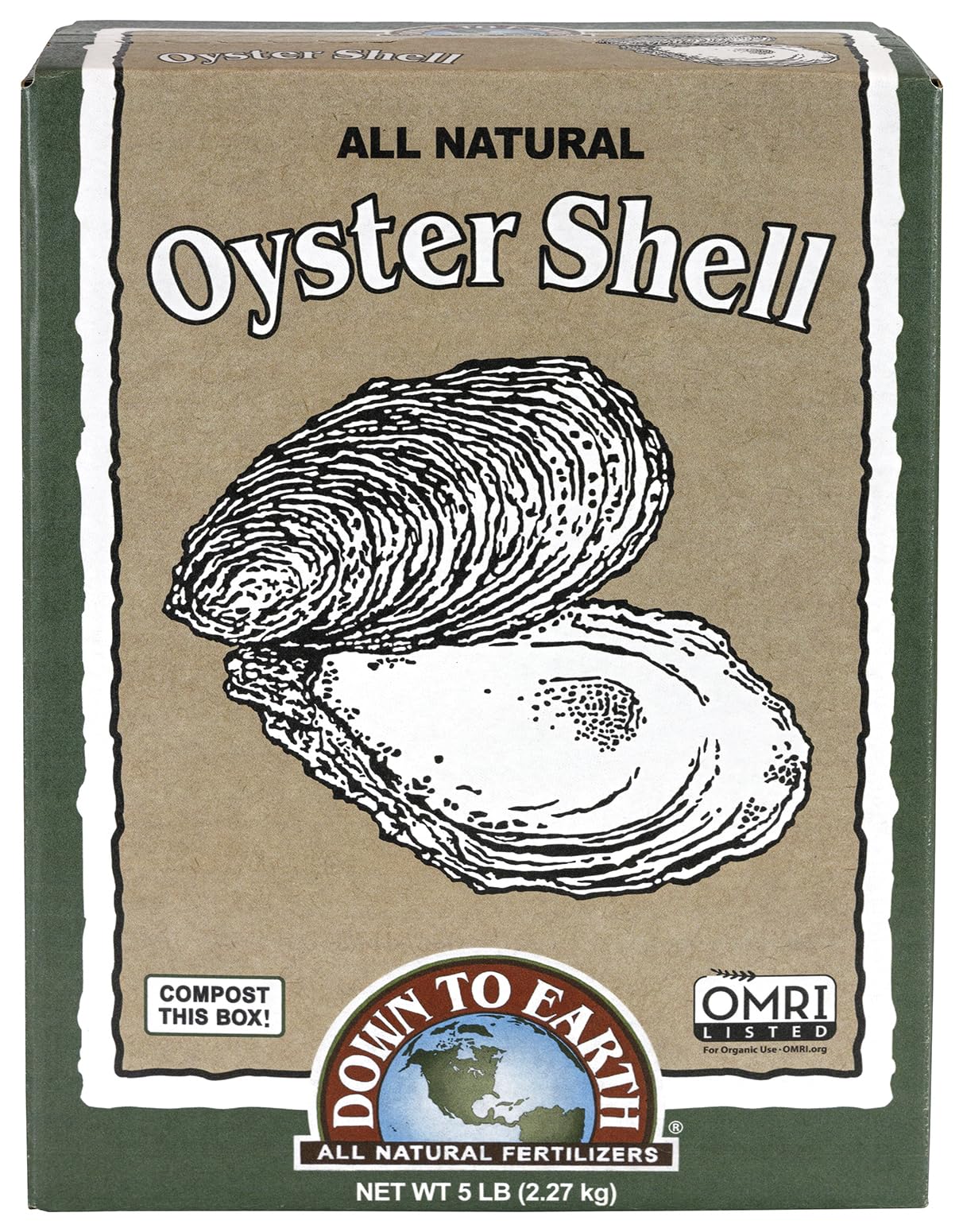 Down To Earth All Natural Fertilizers Organic White Oyster Shell OMRI, 5 lb