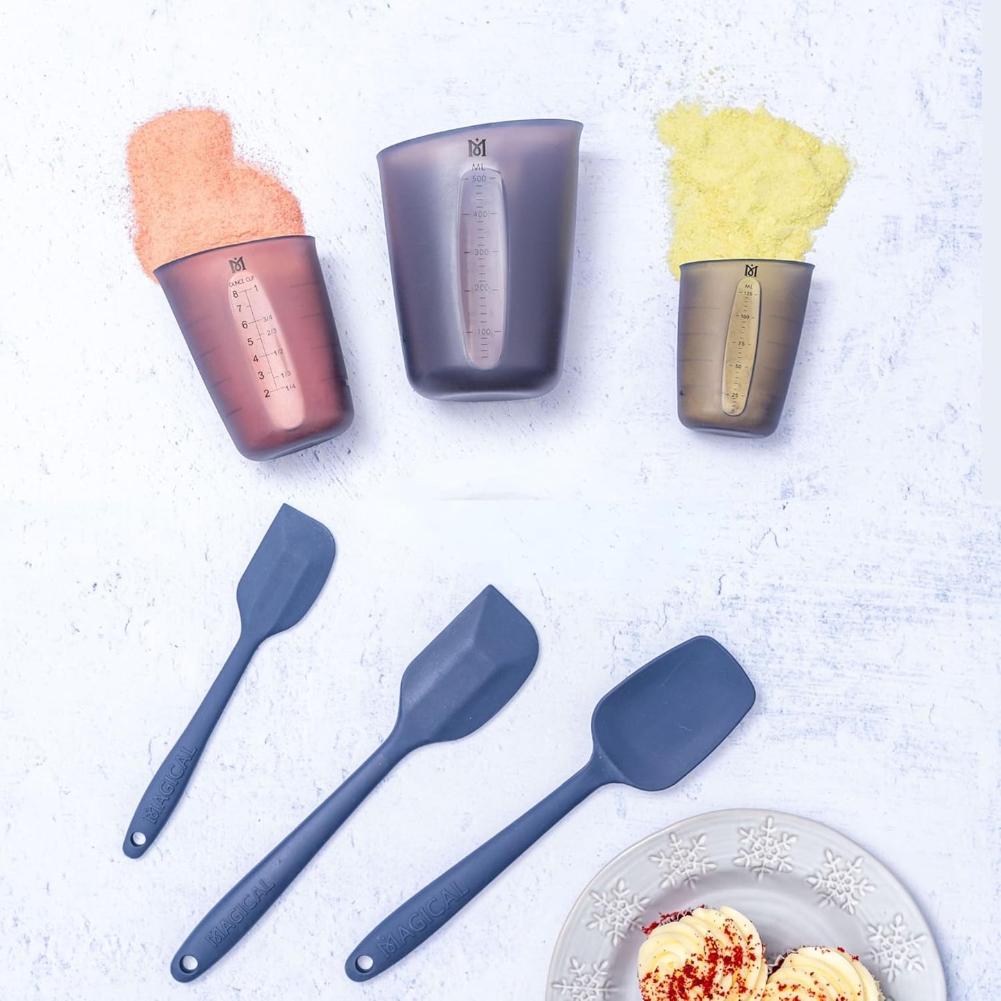 Magical Butter Silicone Measuring Cups – Heat-Resistant Non-Stick Microwave & Dishwasher-Safe with Easy Pour Spout – 3-Piece Set for Chocolate, Gummies, Candy & More