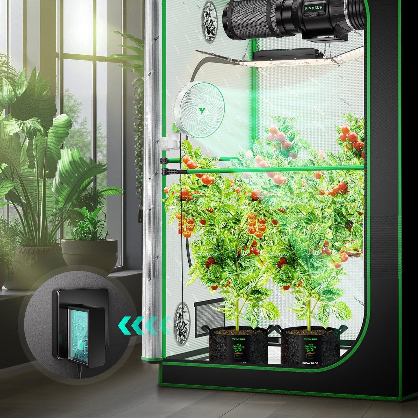 VIVOSUN AeroWave E6 Gen2, Grow Tent Clip Fan 6”, EC Motor, Smart Control, Powerful Oscillating Fan, Local Timer, Weatherproof IP54, for Hydroponics Circulation Cooling, Black