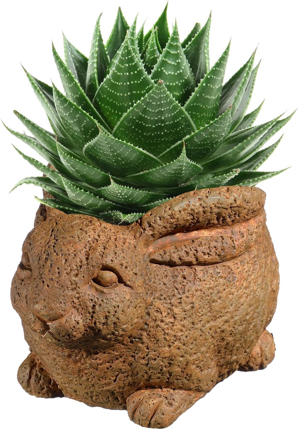 Classic Home and Garden Cement Buddies Animal Planter - Cute Desk Decoration - UV Coated Animal Vase w/ Drain Plug -Succulent Plant Pot for Indoor/Outdoor Use (Rabbit Planter, Rust, Small)