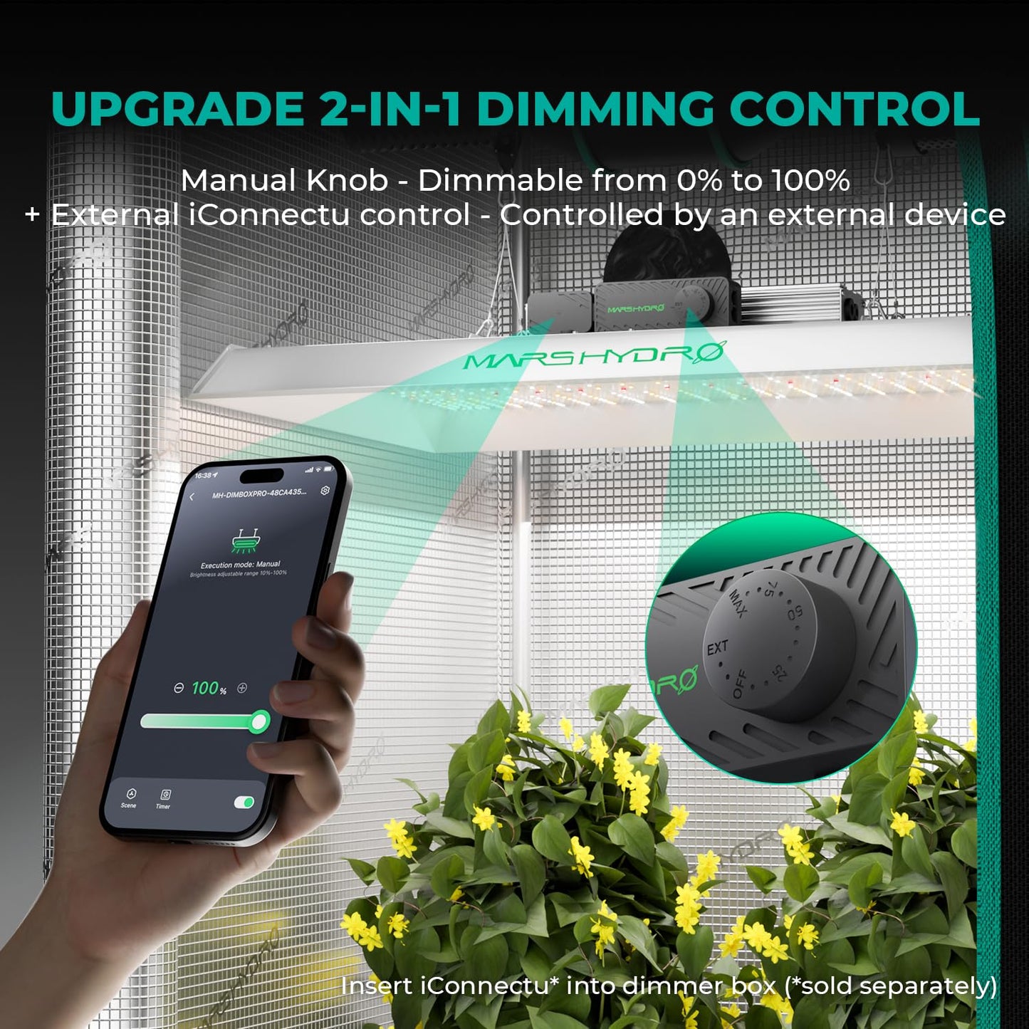 MARS HYDRO TS1000 150W LED Grow Light for Indoor Plants, with Patented Reflector, 5 Levels Dimmable Lights Daisy Chain Full Spectrum Growing Lamps for Seedlings Veg Bloom in 2x2/3x3 Grow Tent