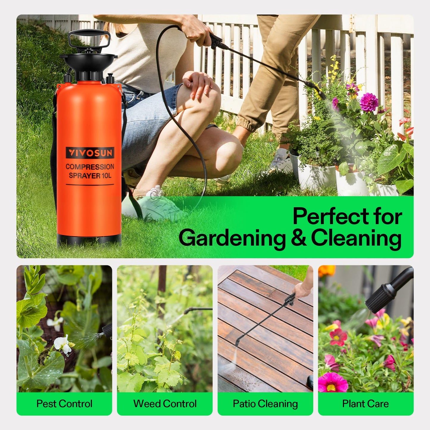 VIVOSUN 1.35-Gallon Pump Pressure Sprayer, Pressurized Lawn & Garden Water Spray Bottle with Adjustable Shoulder Strap, for Spraying Plants, Garden Watering and Household Cleaning