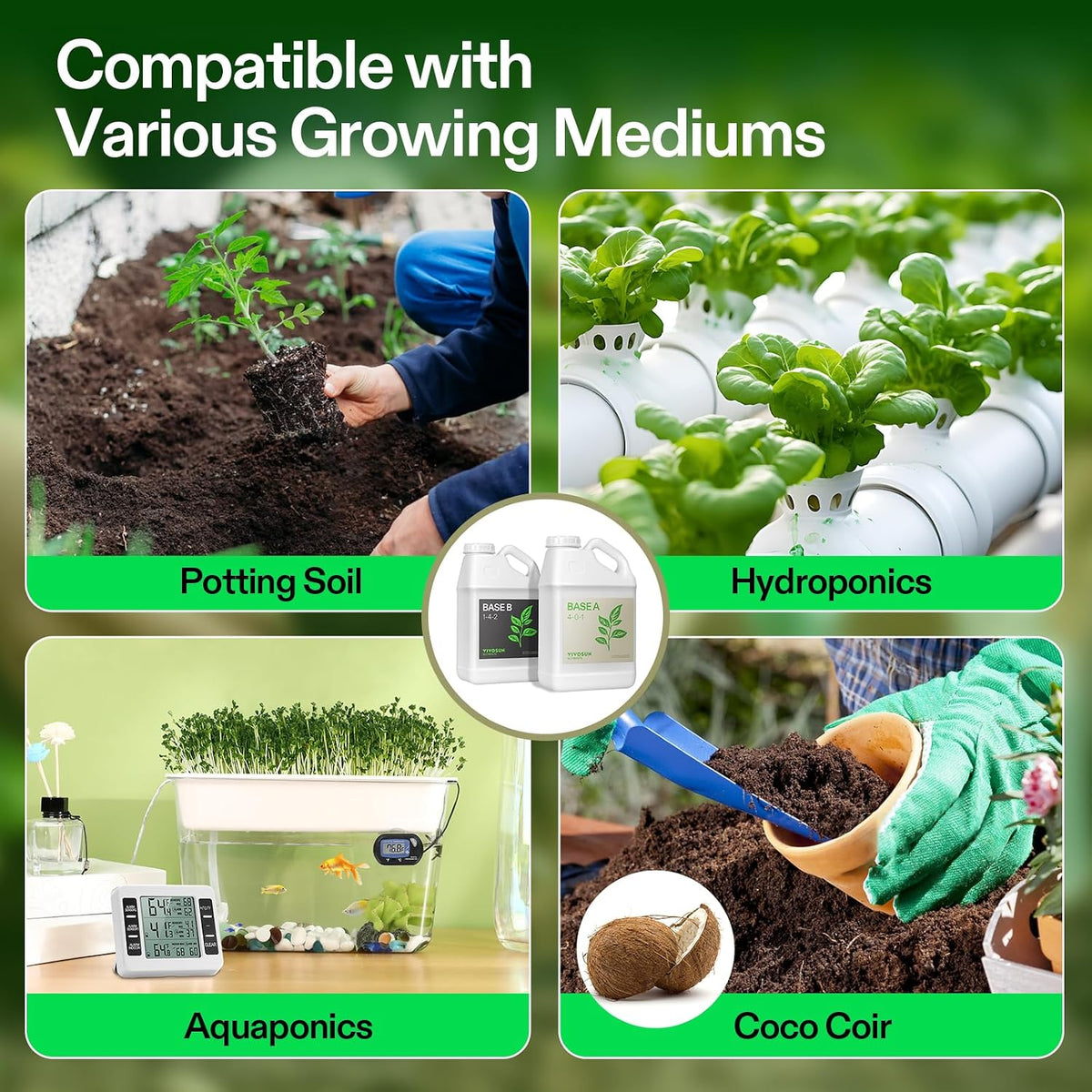 VIVOSUN Base A and B Liquid Nutrients, Size and Pack Options