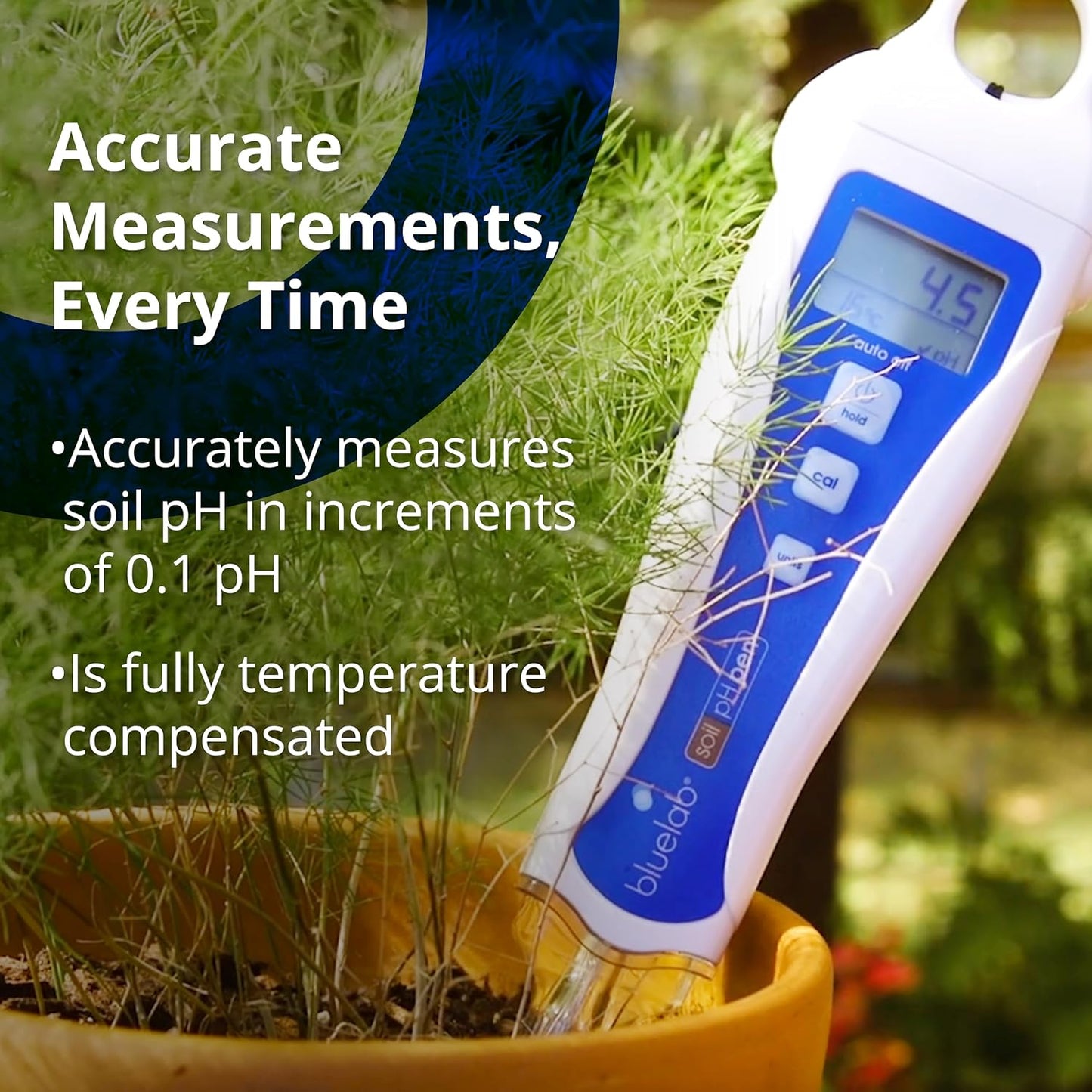 Bluelab PENSOILPH Soil pH Pen, Digital Meter and Water Test Kit, Also Used for Coco and Rockwool with Easy Calibration for Hydroponic System and Indoor Plant Grow, Clear
