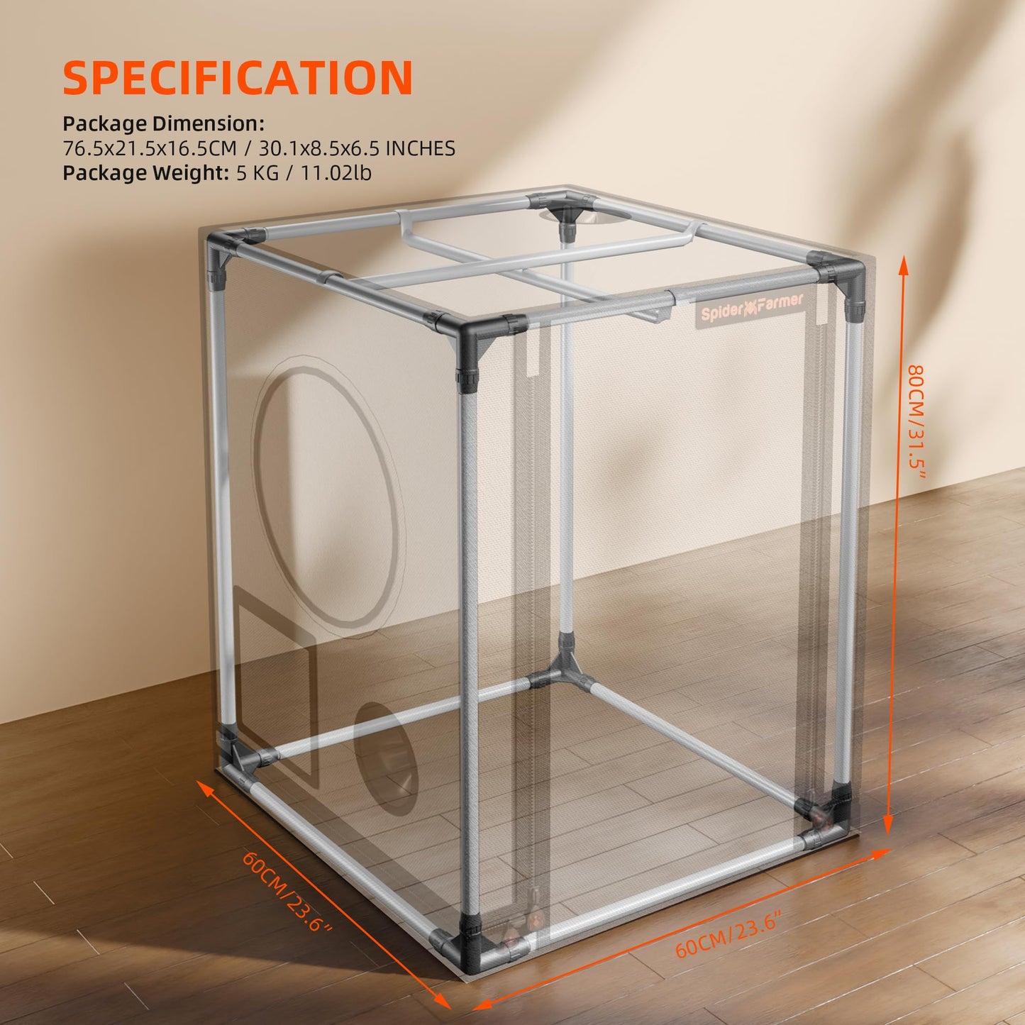 Spider Farmer Pro Series 4.6x2.3x6.6 Grow Tent, 55"x28"x80" with Roll-up Door, Observation Window Floor Tray, 2000D Thicken Mylar Canvas, 4x2 for Hydroponic Indoor Growing for SF2000, SE4500, G4500