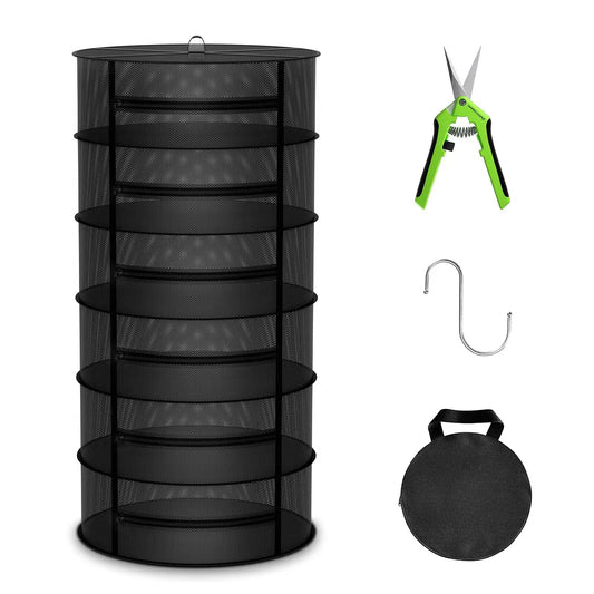 MARS HYDRO Herb Drying Rack, 2 ft 4 Layers Hanging Mesh Plant Racks with Zipper, Grow Tent Drying Rack for Herbs, Flowers, Seeds