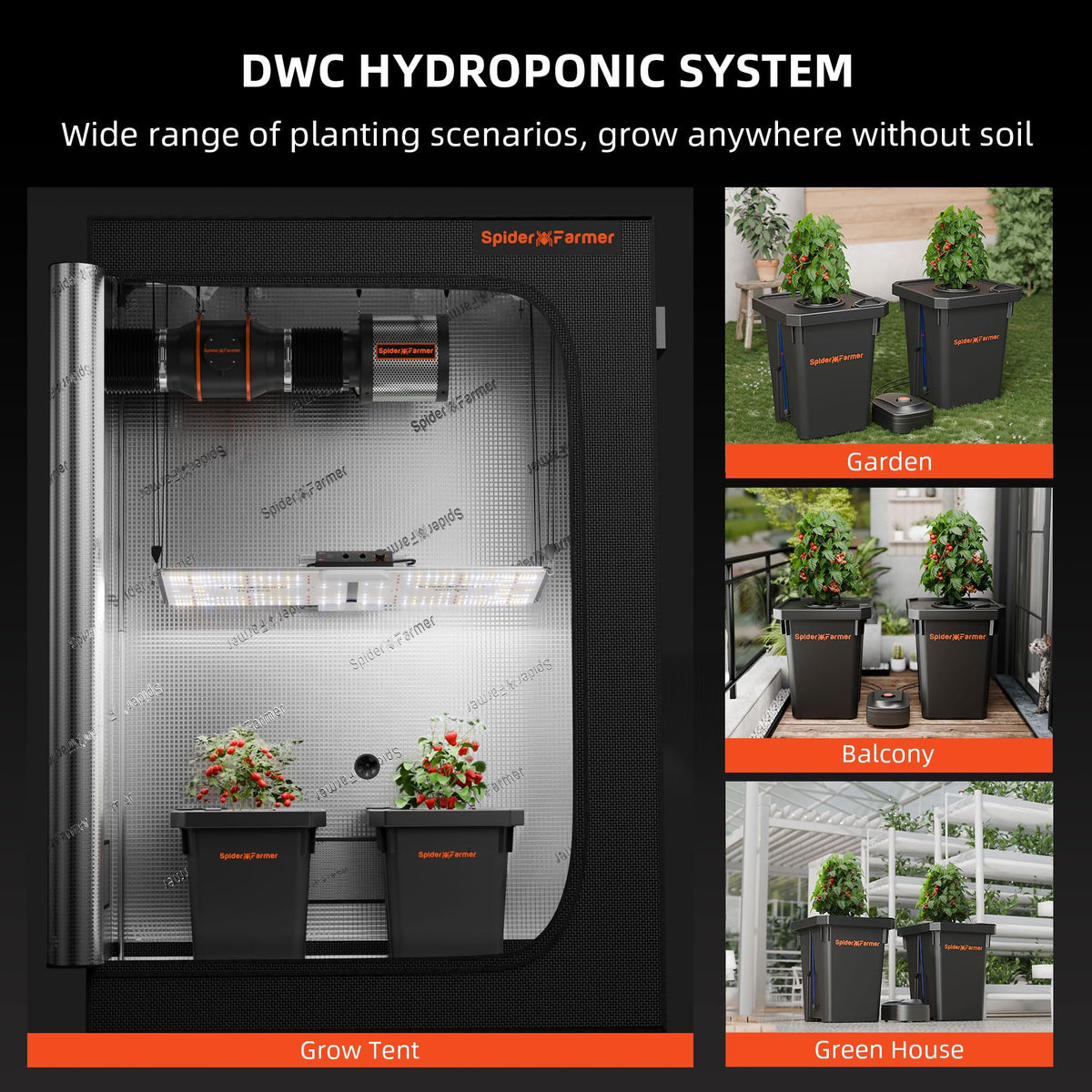 Spider Farmer DWC Hydroponics Growing System Kit 4 Buckets for Indoor Plant