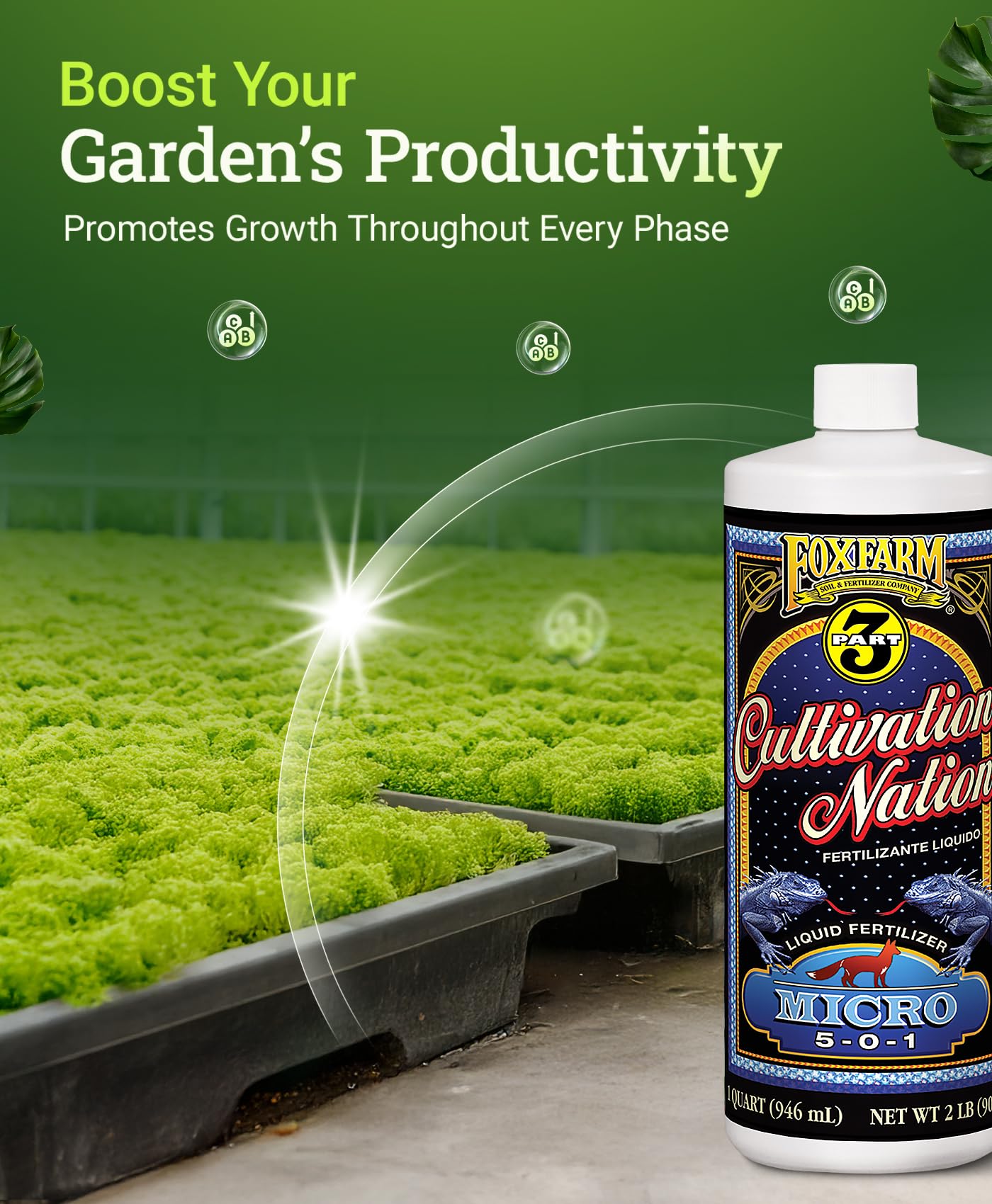 FoxFarm Cultivation Nation Micro Liquid Fertilizer - Micronutrients for Strong Plant Development, Ideal for Soil, Hydroponics & Aeroponics - Part 2 of 3-Part Feeding Program- NPK 5-0-1 (Gallon)