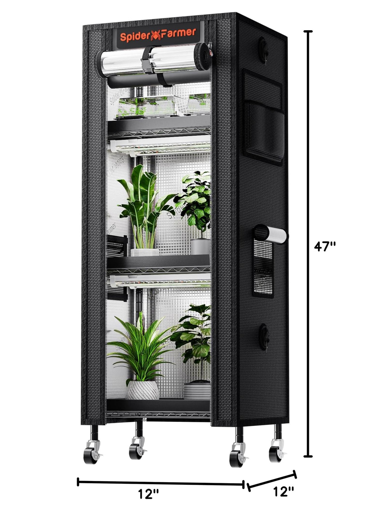 Spider Farmer 4 Tier Plant Stand with Grow Lights Indoor Greenhouse Shelf