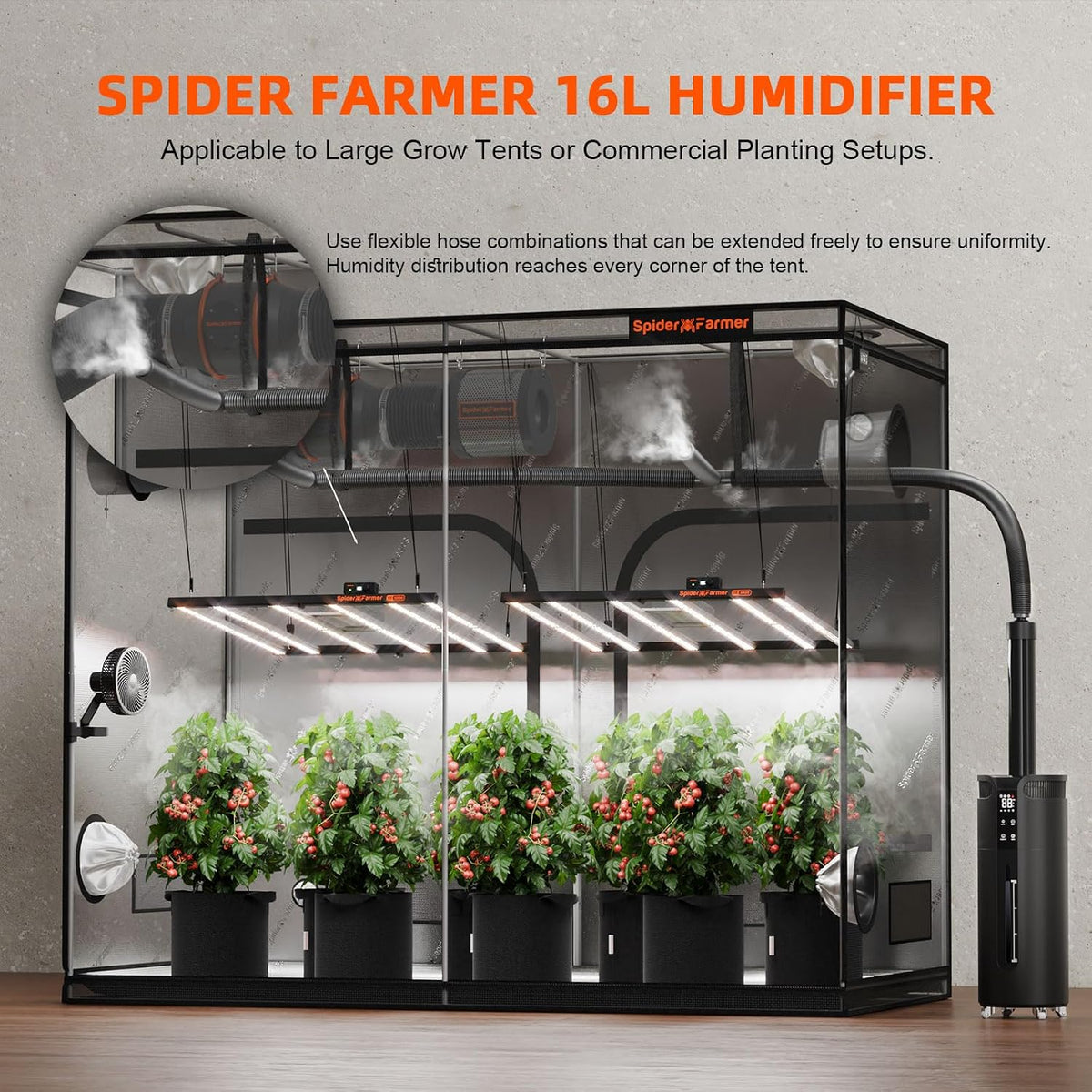 Spider Farmer 16L Plant Humidifier Indoor for 2000 Sq.ft Large Room Bedroom