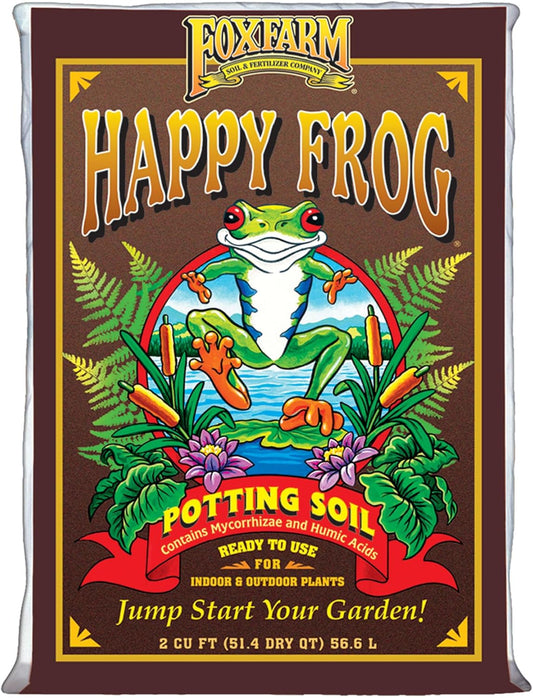 FoxFarm Happy Frog Potting Soil, 2cu ft - for Indoor/Outdoor Container Plants, Improves Root Efficiency, pH Adjusted for Optimal Nutrient Uptake - Contains Mycorrhizae and Humic Acids