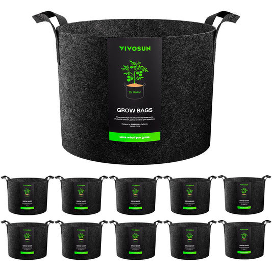 VIVOSUN 20-Pack 7 Gallon Grow Bags, Heavy Duty Thickened Nonwoven Fabric Pots with Handles for Flowers Fruits and Vegetables Black