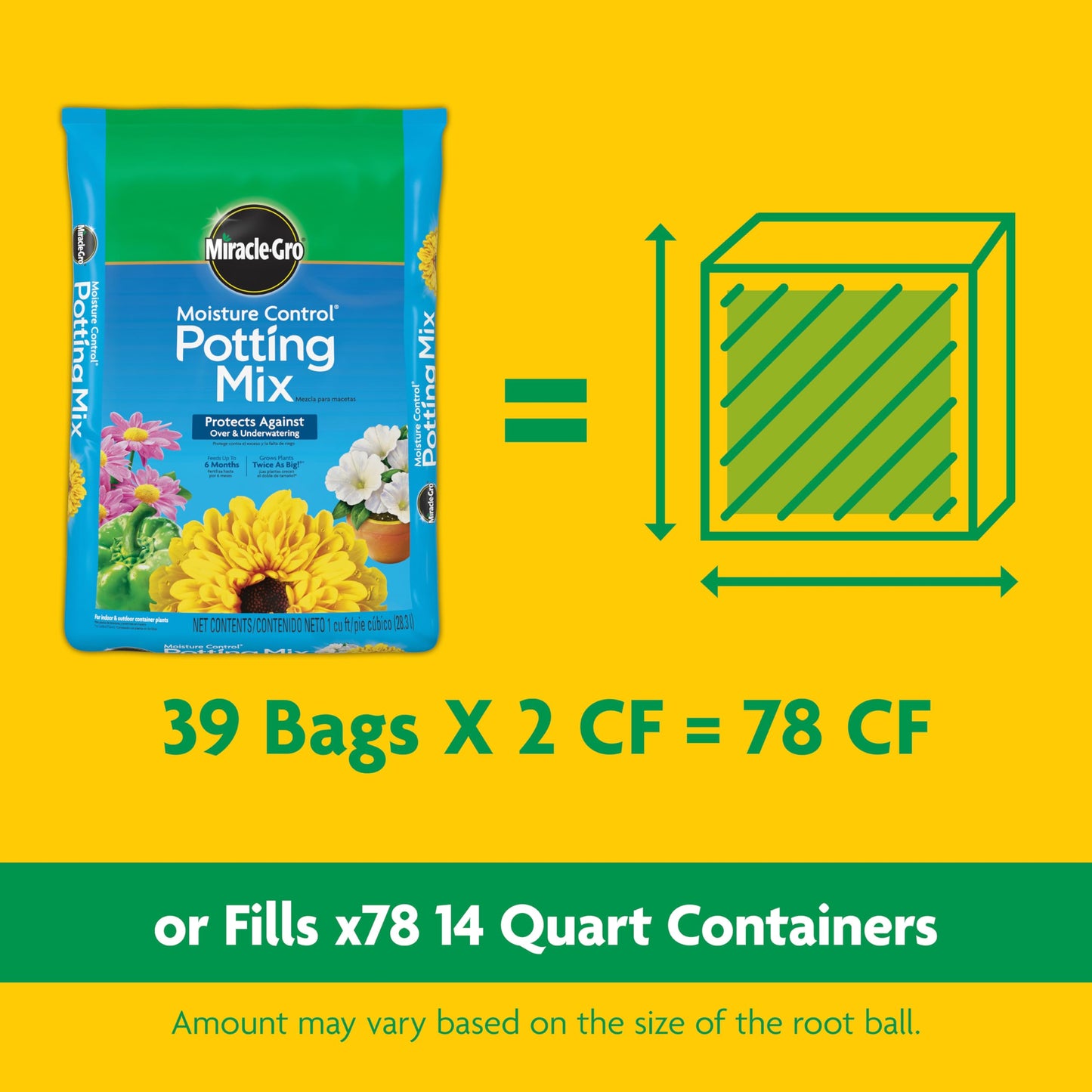 Miracle-Gro Moisture Control Potting Mix, For Container Plants, Protects against Over- and Under-Watering, 8 qt., 2-Pack