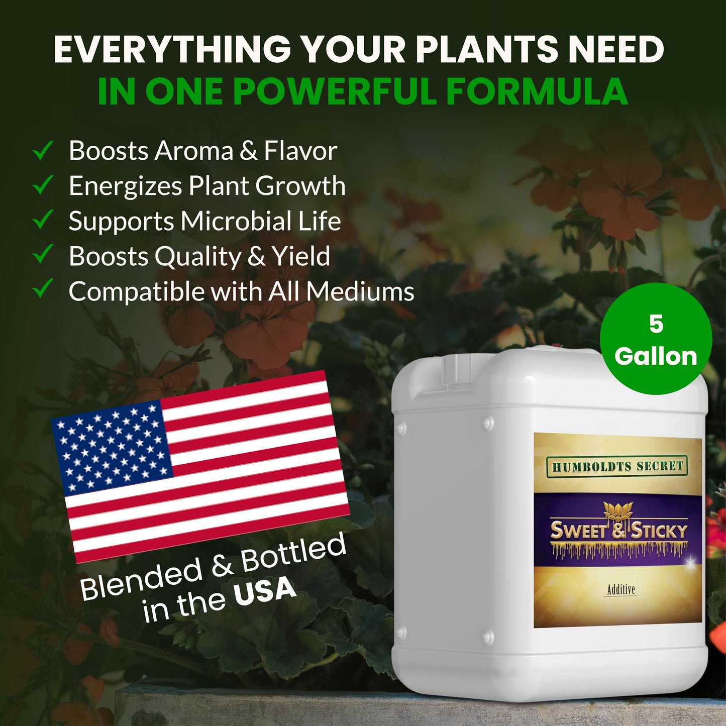 Humboldts Secret Sweet & Sticky Carbohydrate and Saccharide Plant Energy Additive | Indoor and Outdoor Plant Nutrients Enhancer for Growth and Aroma | Boosts Flavor and Resin Development | 32 Ounce