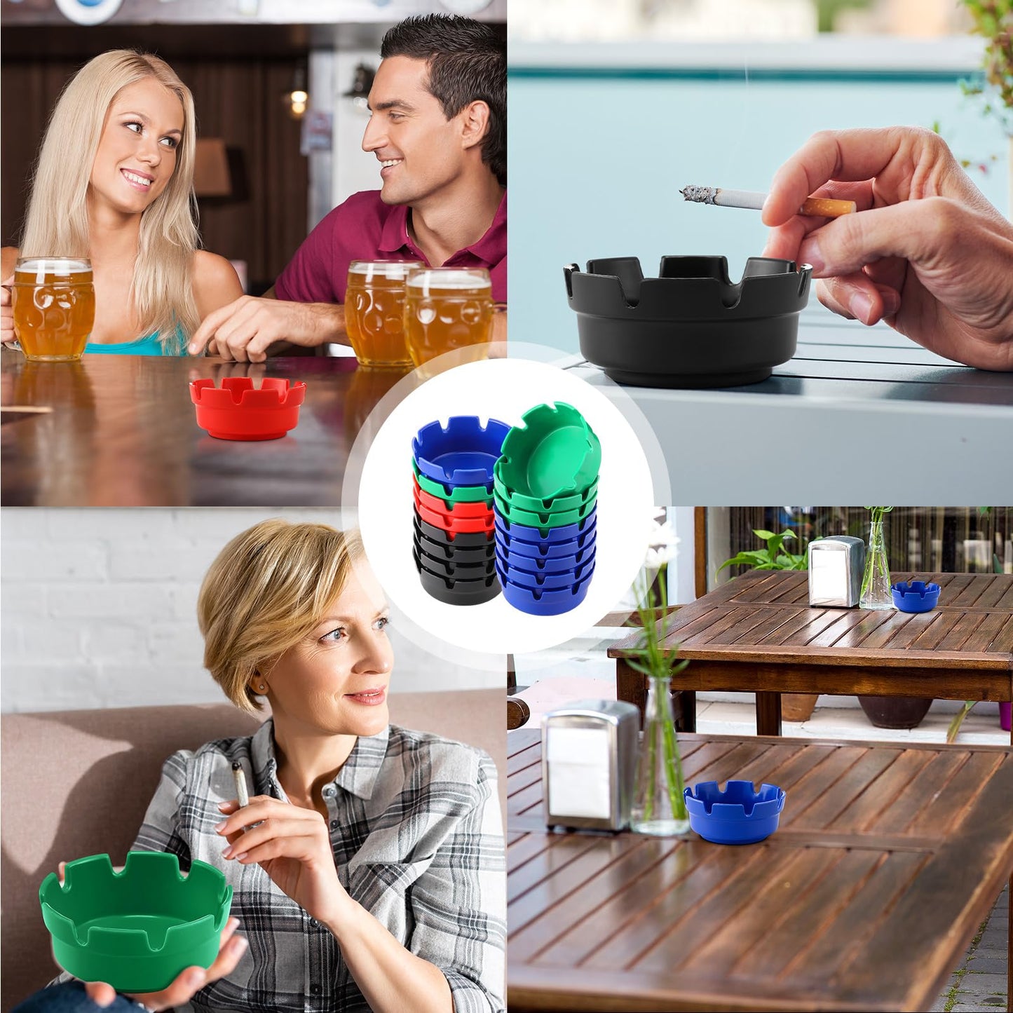 Reginary 24 Pieces 4" Ashtrays Bulk Round Ashtray Ash Tray Outdoor Ashtray Home Ashtrays for Patio Outdoor Restaurant Kitchen Table Indoor Home Decoration