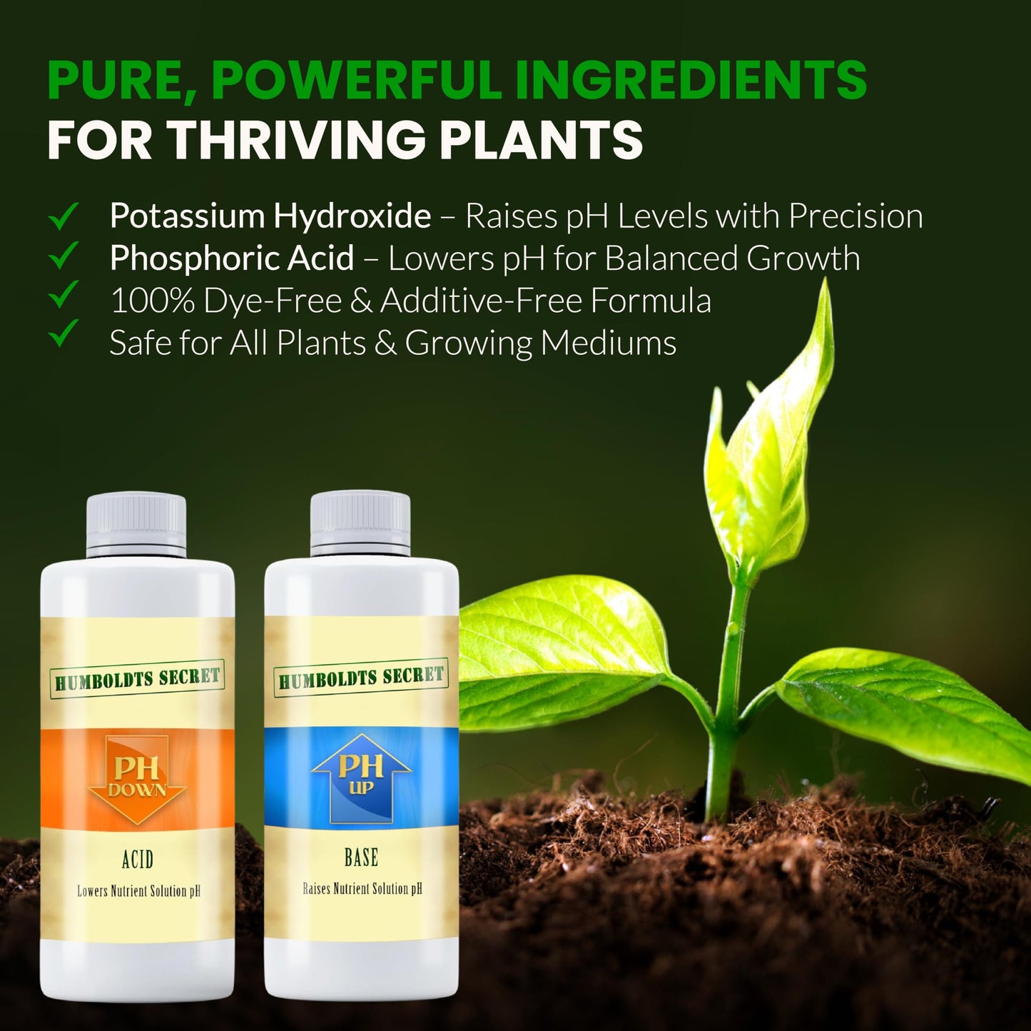 Humboldts Secret pH Up and pH Down Control Kit | Liquid Nutrient Solution Balancer for Plants | for Soil, Hydroponic, Coco, and DWC Systems | Supports Nutrient Absorption and Growth | 32 Ounce