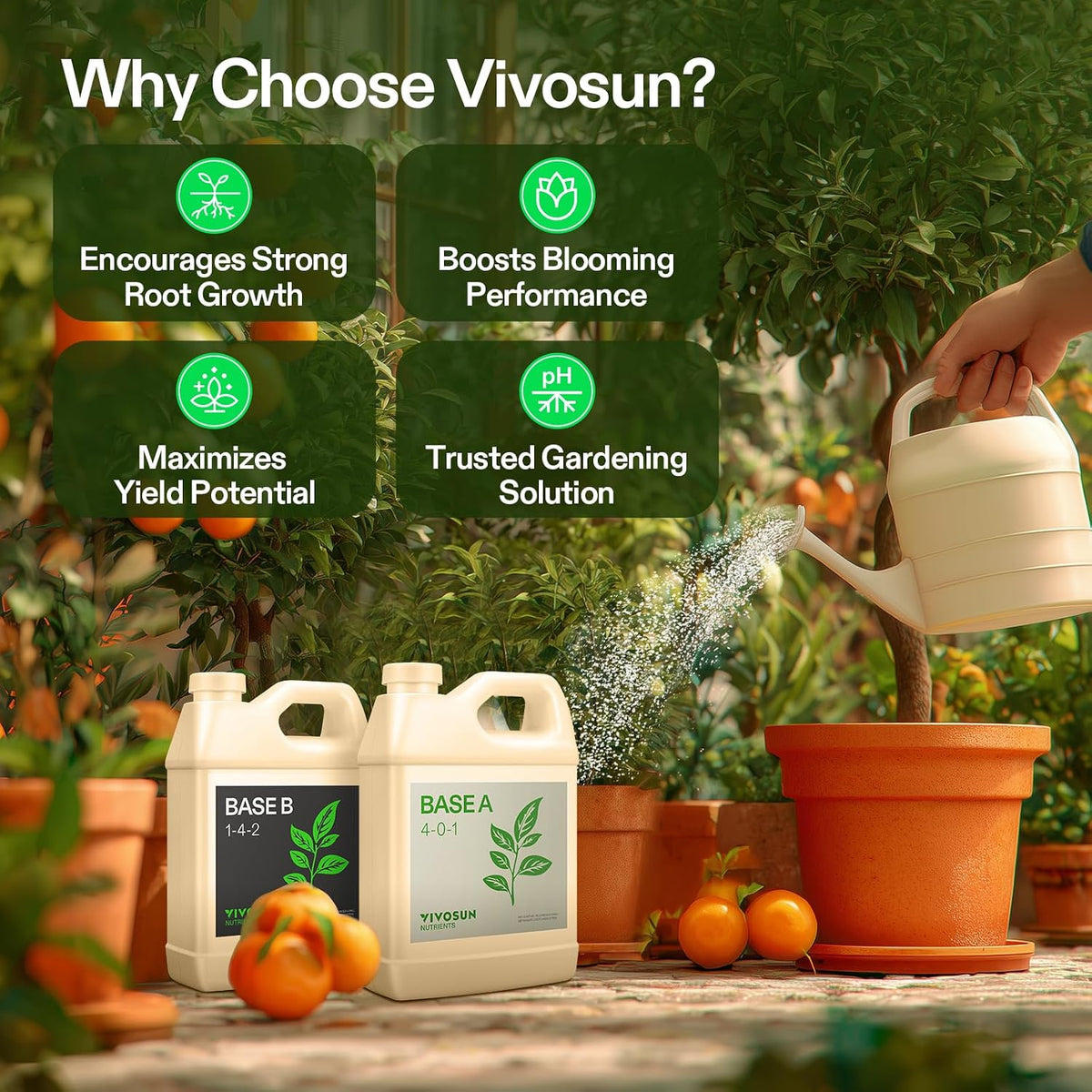 VIVOSUN Base A and B Liquid Nutrients, Size and Pack Options
