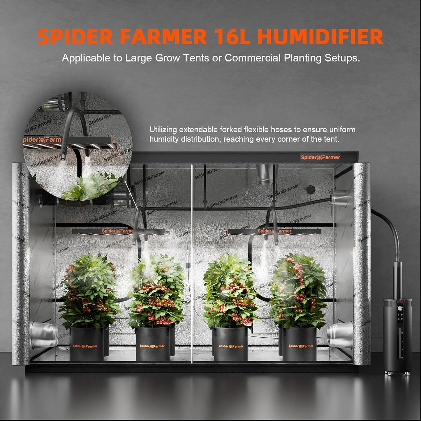 Spider Farmer Cost-Effective 9-in-1 Plant Grow Tools Kit and 16L Humidifier for Large Room Plants Indoor Cool Mist Home Humidifiers with Humidity Control
