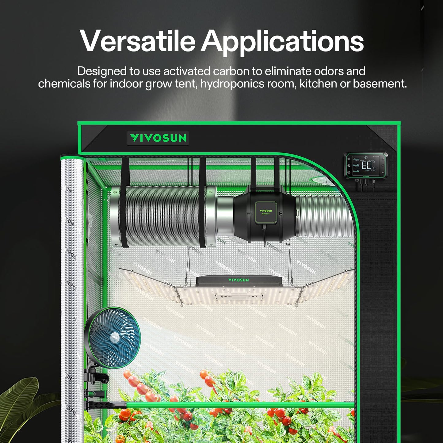 VIVOSUN 4 Inch Air Carbon Filter Smellines Control with Australia Virgin Charcoal for Inline Duct Fan, Grow Tent, Pre-filter Included, Reversible Flange 4" x 12"