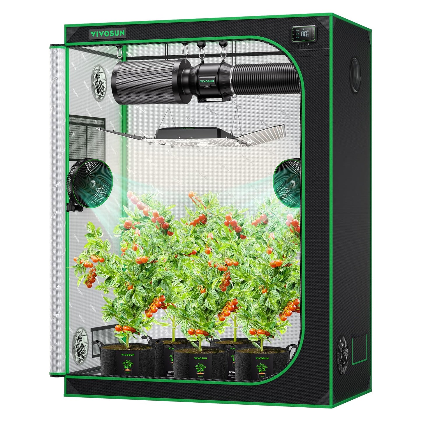 VIVOSUN S558 5x5 Grow Tent, 60"x60"x80" High Reflective Mylar with Observation Window and Floor Tray for Hydroponics Indoor Plant for VSF6450