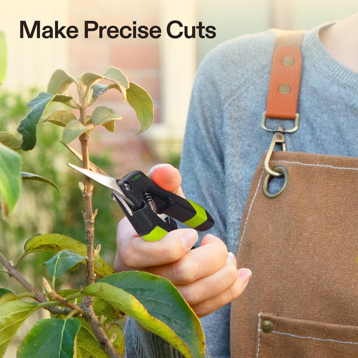 VIVOSUN 6.5 Inch Gardening Scissors Hand Pruner Pruning Shear with Straight Stainless Steel Blades Orange 1-Pack