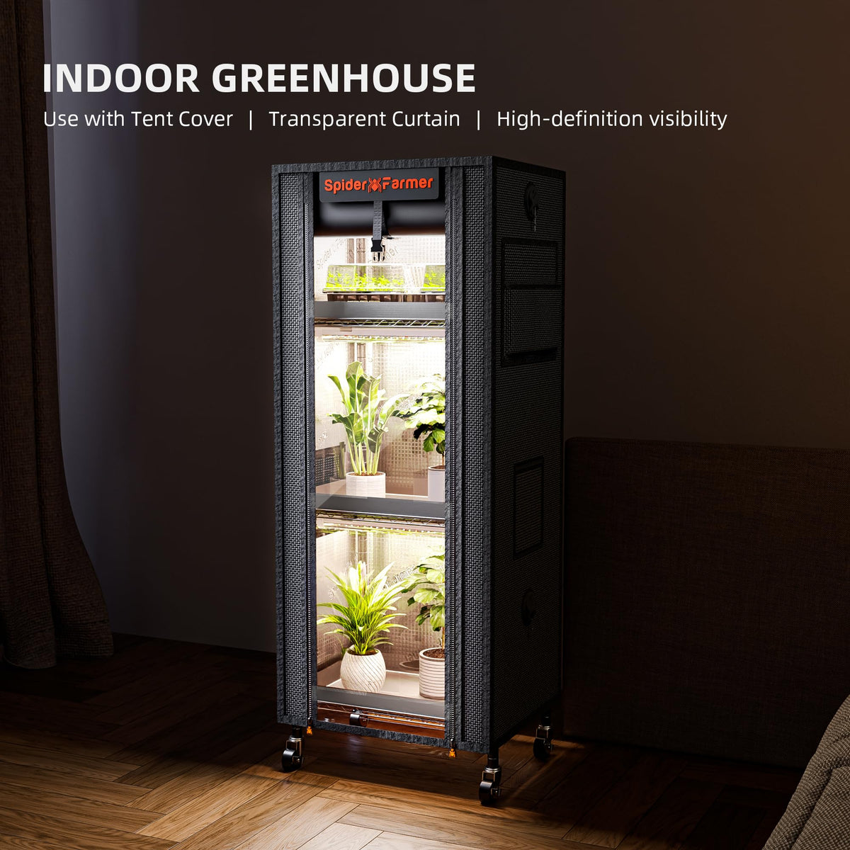 Spider Farmer 4 Tier Plant Stand with Grow Lights Indoor Greenhouse Shelf