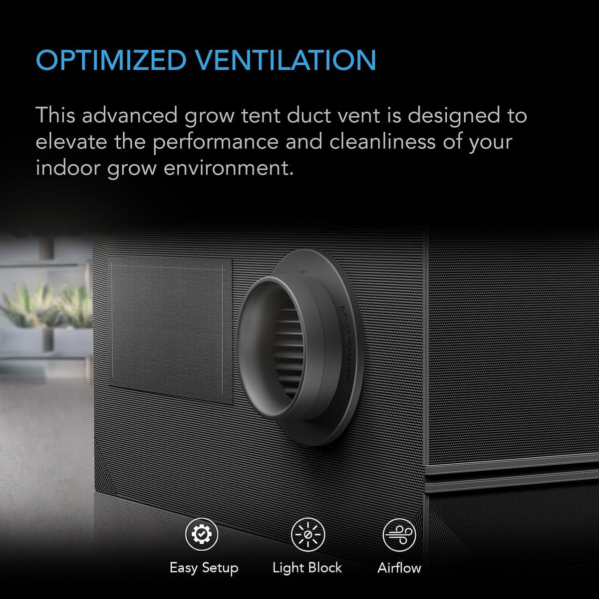 AC Infinity Light-Blocking Grow Tent Duct Vents, Multiple Sizes