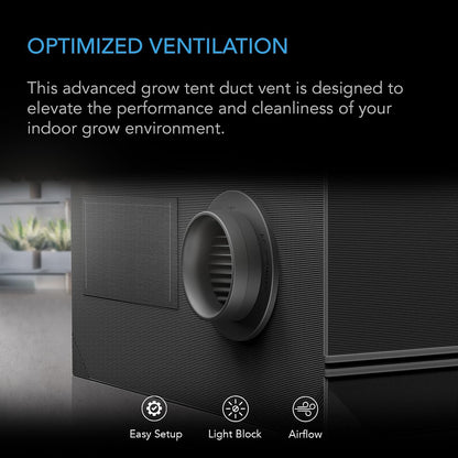 AC Infinity Light-Blocking Grow Tent Duct Vents, Multiple Sizes