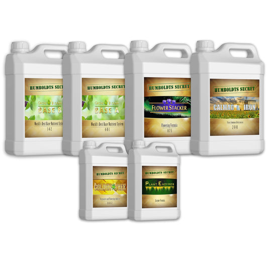 Humboldts Secret Starter Kit Pack – World's Best Indoor & Outdoor Plant Fertilizer and Nutrient System: Base A & B – Golden Tree – Flower Stacker – Plant Enzymes – CalMag & Iron