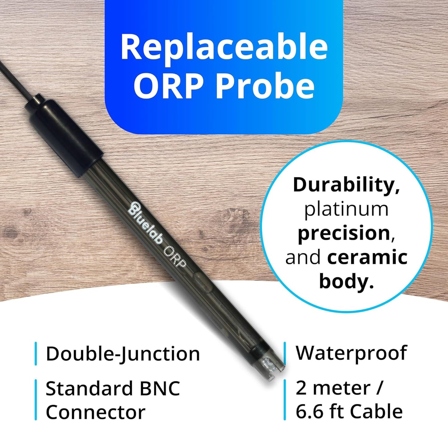 Bluelab ORP Meter – Handheld Oxidation-Reduction Potential (ORP) Tester with Backlit Display, Replaceable Probe & 2m Cable for Water Quality Monitoring